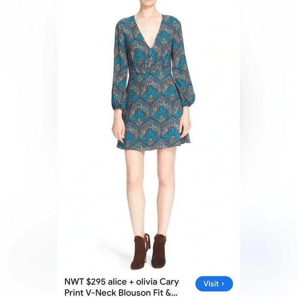 Alice + Olivia Cary Mini Dress in Ornate Multi size 12 - Picture 4 of 12